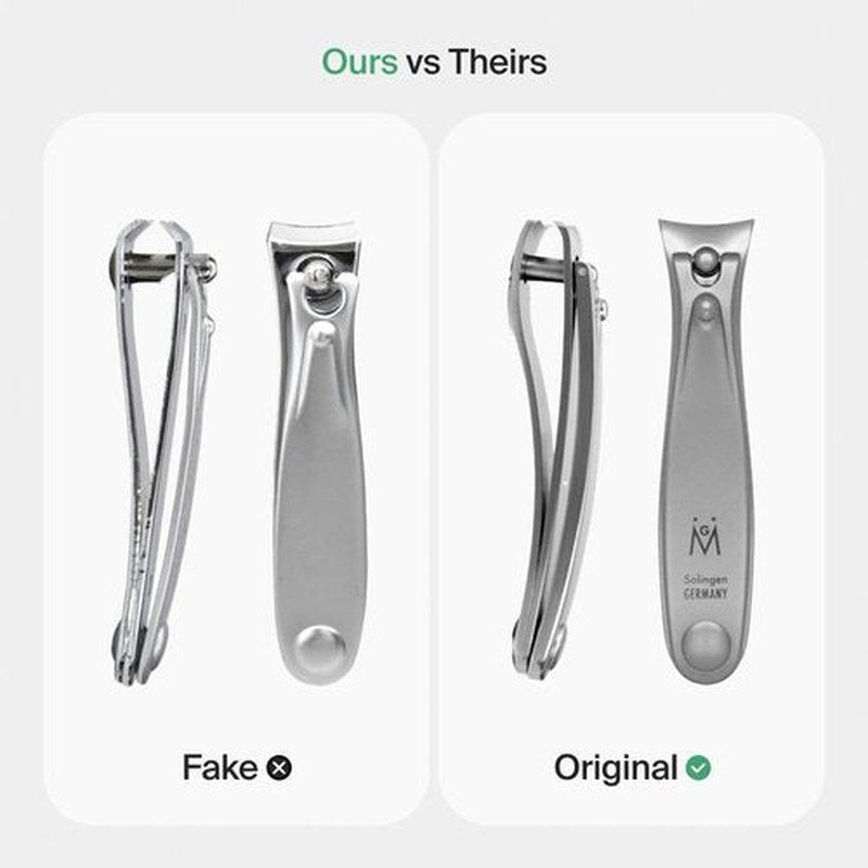 GERMANIKURE Professional Large Nail Clipper (8 cm) - FINOX Surgical Stainless Steel Manicure and Pedicure Tools in Leather Case- Ethically Made in Solingen Germany - 4712 - Travel Size Nail Care