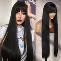 YKHJH 40 Inch Black Synthetic Wig Long Straight Wigs Synthetic Hair,Heat-Resistant Fiber Glueless Wig for Cosplay Daily Wear （Black）