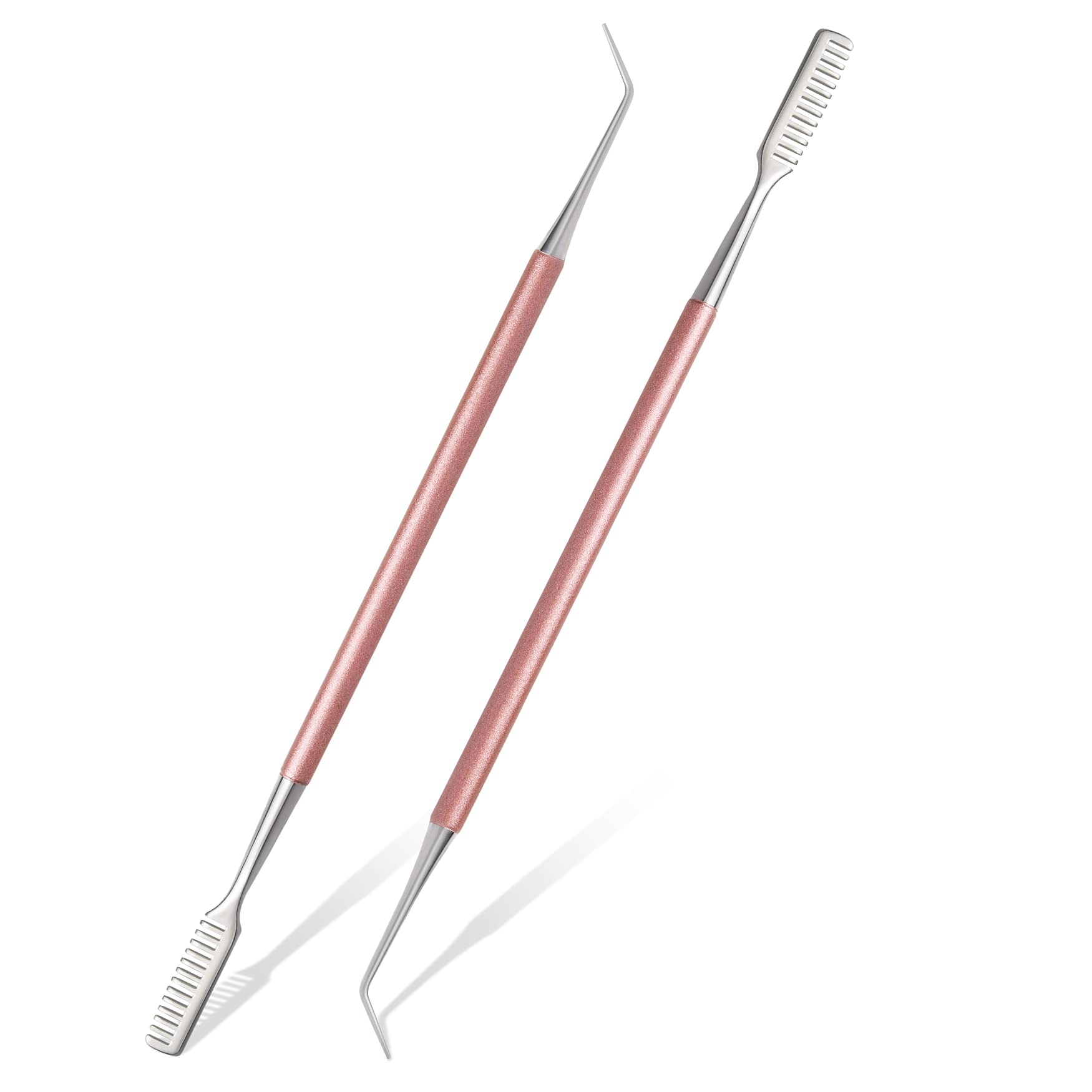 FVION 2 Pcs Eyelash Lift Tool – Stainless Steel Eyelash Separator Tool for Eyelash Eyebrow Perming Tinting, Metal Lash Lift Rods Tools for Curling Extensions, Lash Lift Kit Precision Lash Comb - Pink