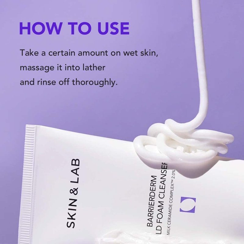 [SKIN&LAB] Barrierderm Mild Foam Cleanser - Gentle Daily Face Wash with Milk Ceramide Complex | 5.07 fl. oz.