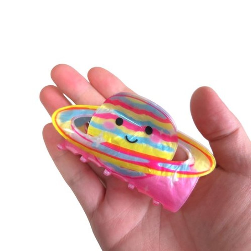 Clip Sugar Cartoon Planet Hair Clip,Acrylic Hair Clip,Small Claw Clip for Women, 1 Count (Pack of 1)