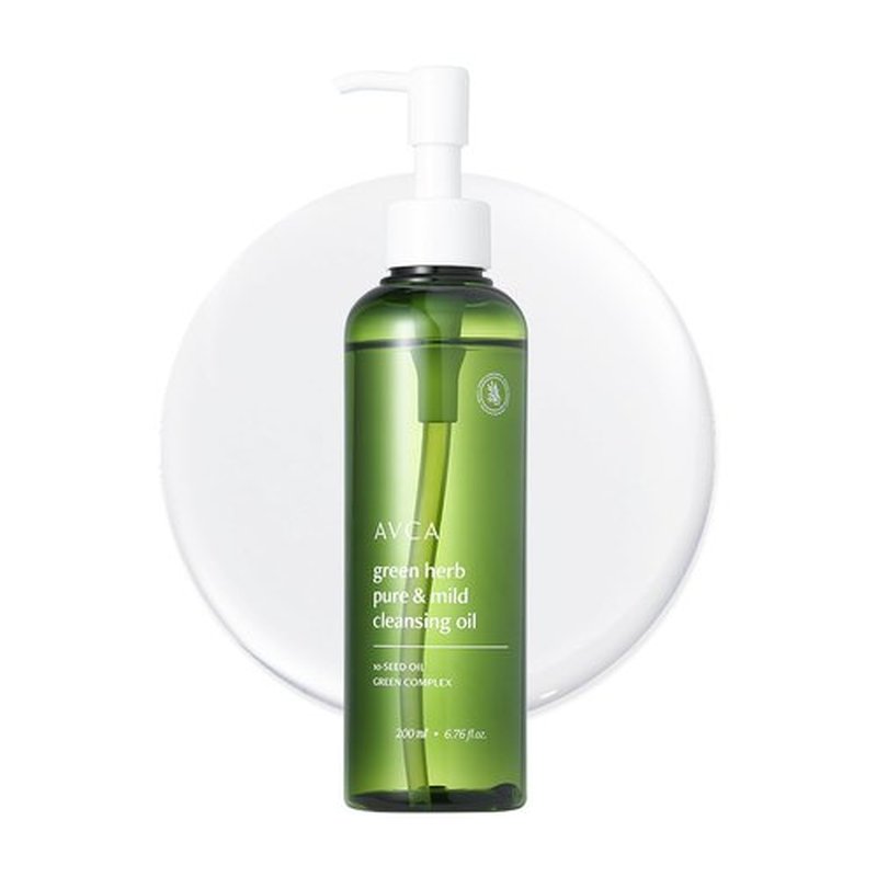 AVCA Green Herb Blackhead Cleansing Oil – Makeup Dissolving & Pore-Clearing Cleanser with Plant Oils, Vitamin E & Squalane, Light-Feel Cleanse, K-Beauty for Normal to Oily Skin, 6.76 fl oz (200 mL)