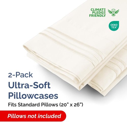 Standard Pillow Cases Set of 2 | Ultra-Soft Hotel Quality - Comfy, Wrinkle-Free & Stain Resistant - Off White