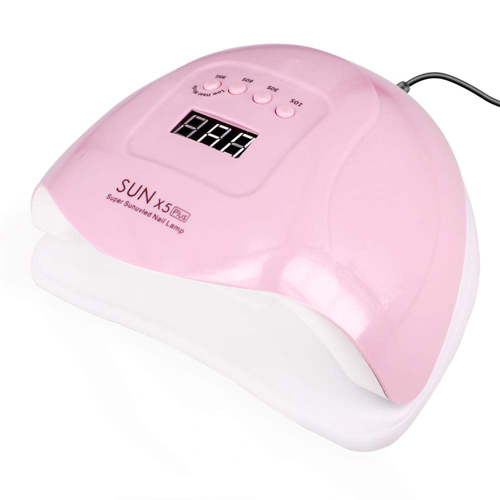 UV LED Nail Lamp, 80W Professional Nail Dryer for Gel Polish Curing - 4 Timer Settings, Fast Drying for Fingers and Toes, Home Salon Manicure Light, Pink