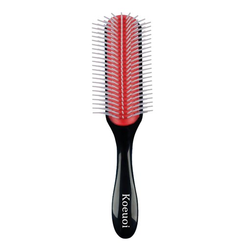 Classic Styling Curly Hair Brush - 9 Row Black Detangling Brush for Wet or Dry Hair | Perfect for Men & Women