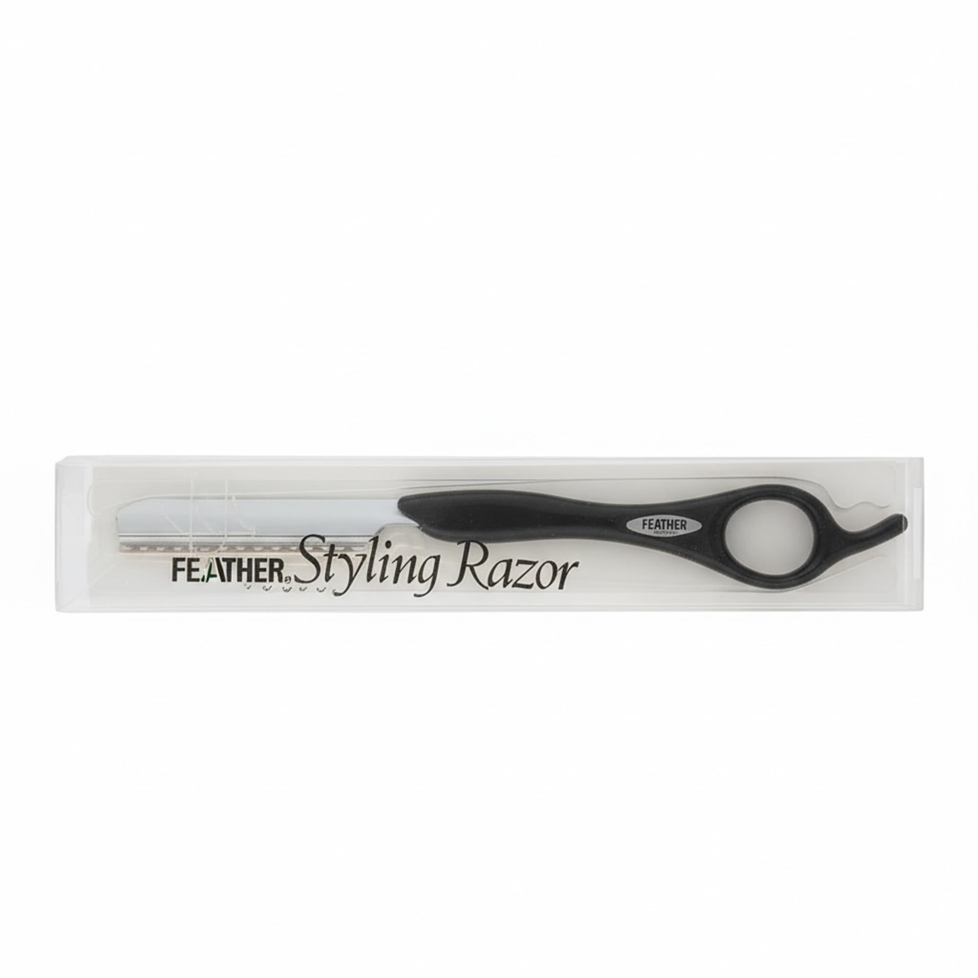 Feather - 7.25-inch Black Styling Razor Handle – The Professional tool for Hair Cutting, Thinning, Layering, Texturizing and Feathering - The # 1 Stylist and Barber Razor Tool