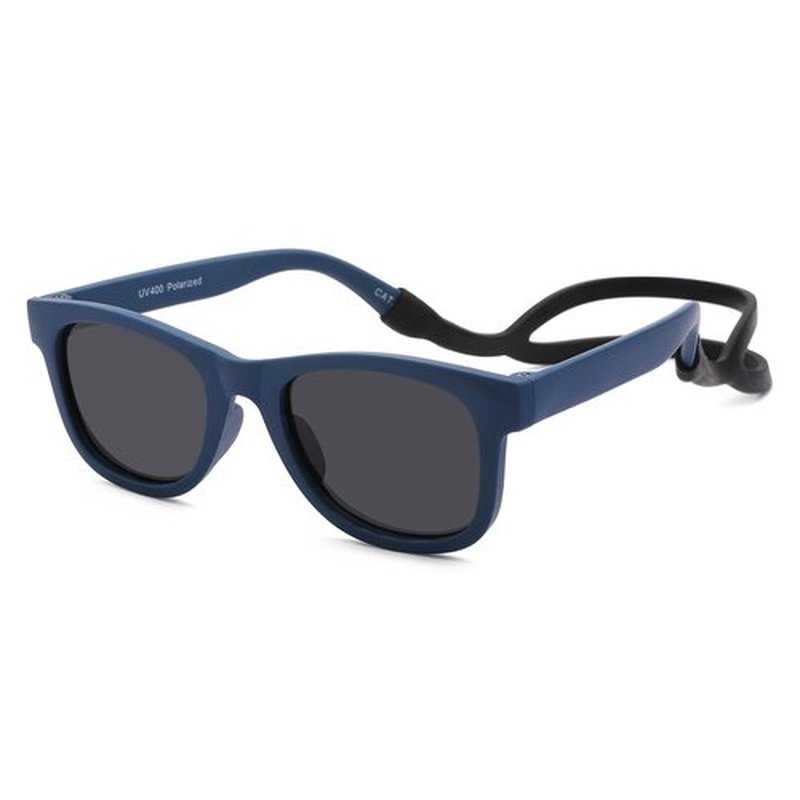 COASION Bendable Flexible Polarized Newborn Baby Sunglasses with Silicon Strap for Infant Boys Girls Age 0-12 Months (Dark Blue/Grey)