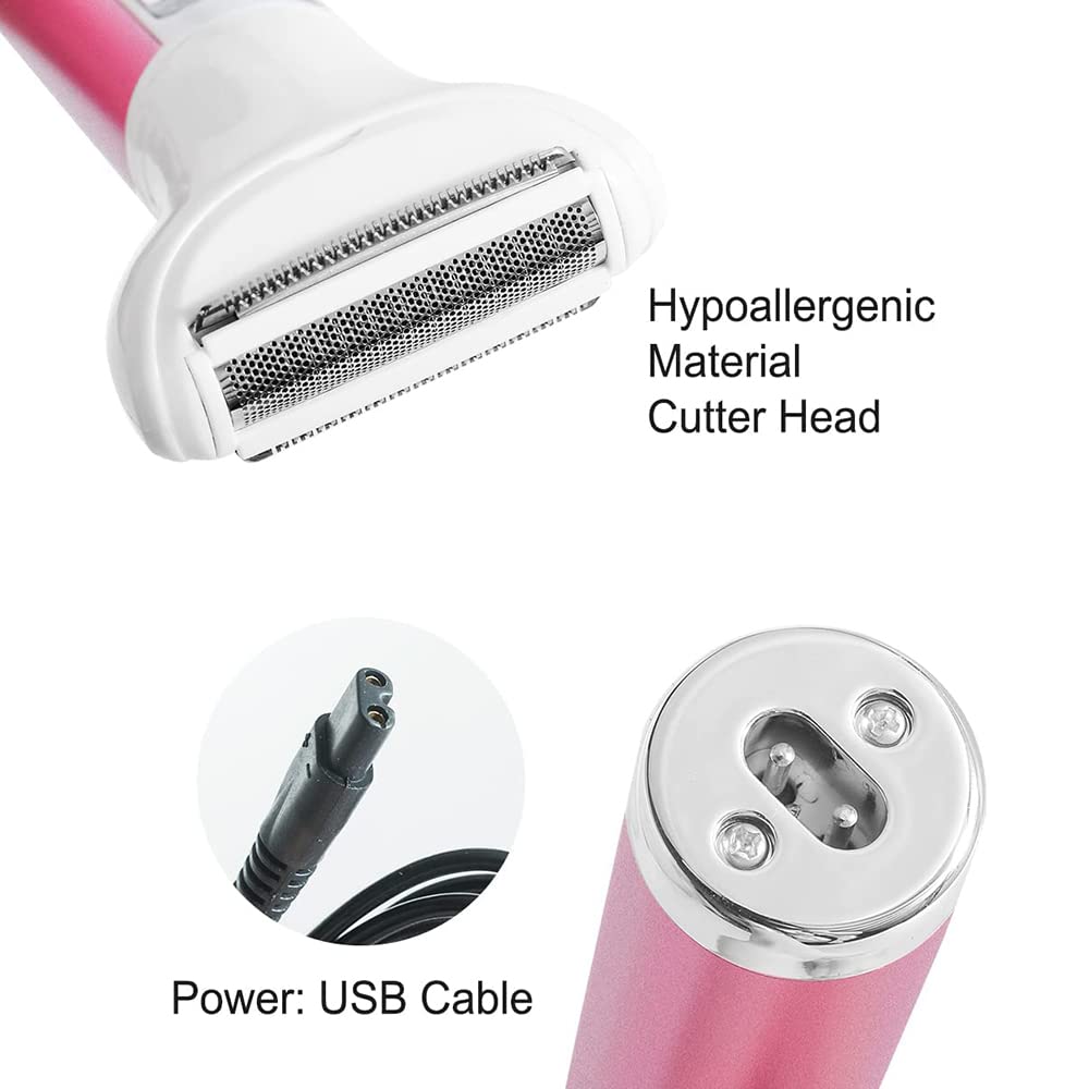 5 in 1 Electric Razor for Women Removal for Body Nose Hair Trimmer Face Shavers Eyebrow Legs Armpit Bikini Area Pubic Underarms Painless Rechargeable Portable Facial Hair Removal