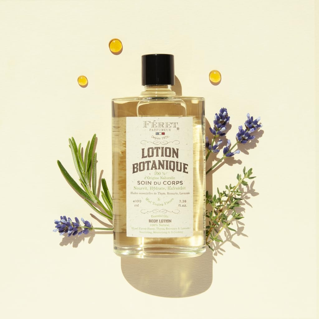 Feret Parfumeur Botanical Body Oil – Multi-Purpose Nourishing Dry Oil for Body, Hair & Beard – Infused with Lavender, Rosemary, Thyme & Hydrating Honey – Made in France, 100ml