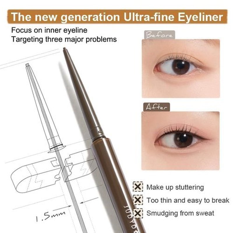 JUDYDOLL Ultrafine Eyeliner Gel Pencil - Smudge-Proof & Water-Resistant, Smooth Glide Formula (01 Black Brown)