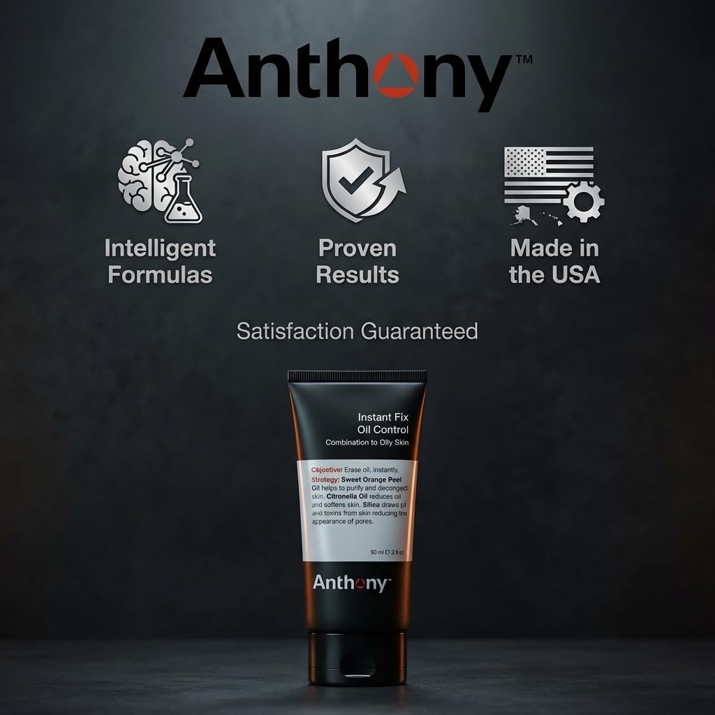 Anthony Instant Fix Oil Control for Men - Mattifying Lotion for Oily Skin | Moisturizer & Pore Minimizer - 3 Fl Oz