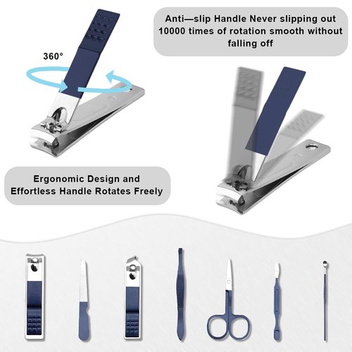 Manicure Kit Christmas Stocking Stuffers for Men, 7 Pcs Manicure and Pedicure Kit, Blue Nail Care Kit Christmas Gifts for Adults, Christmas Gifts for Teens Dad Husband Boyfriend Father