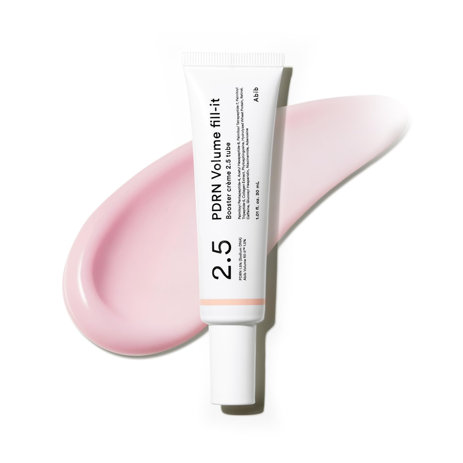 Abib PDRN Volume fill-it Booster Cream 2.5 tube | Facial Volume Plumping with PDRN 15,000ppm Peptides Retinal | For Forehead, Smile Lines & Neck Wrinkles | Anti-Aging Firming | 1.01 fl oz