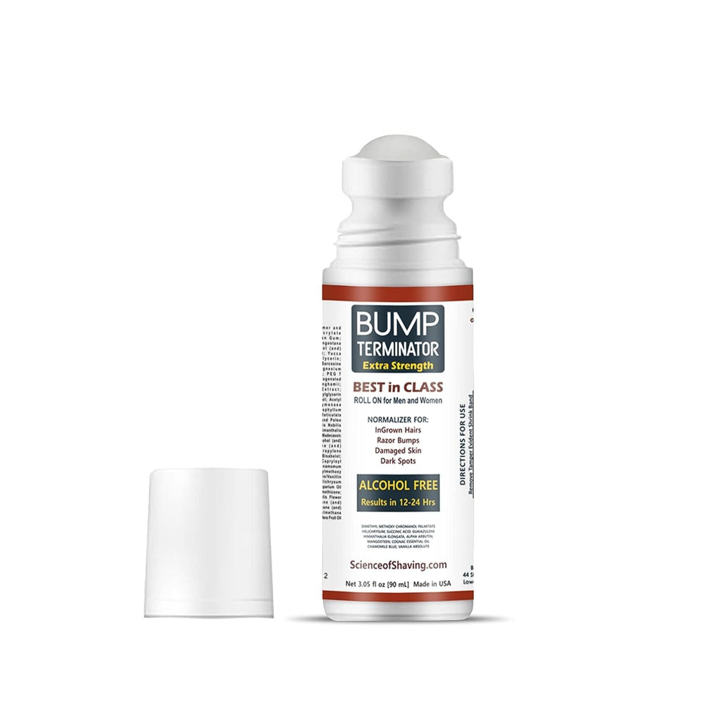 BUMP Terminator Alcohol FREE Anti Razor Bumps, Ingrown Hair, Skin Treatment for Face, Neck, Bikini area, Legs-After Shave & Back Of Head Bumps, Unisex (Roll 3.05 oz Extra Strength)