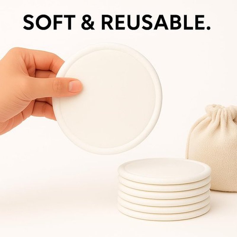 Eco-Friendly Makeup Remover Pads by EcoRoots - 12 Bamboo Cotton Rounds with Laundry Bag | Soft, Washable Facial Pads for Sensitive Skin