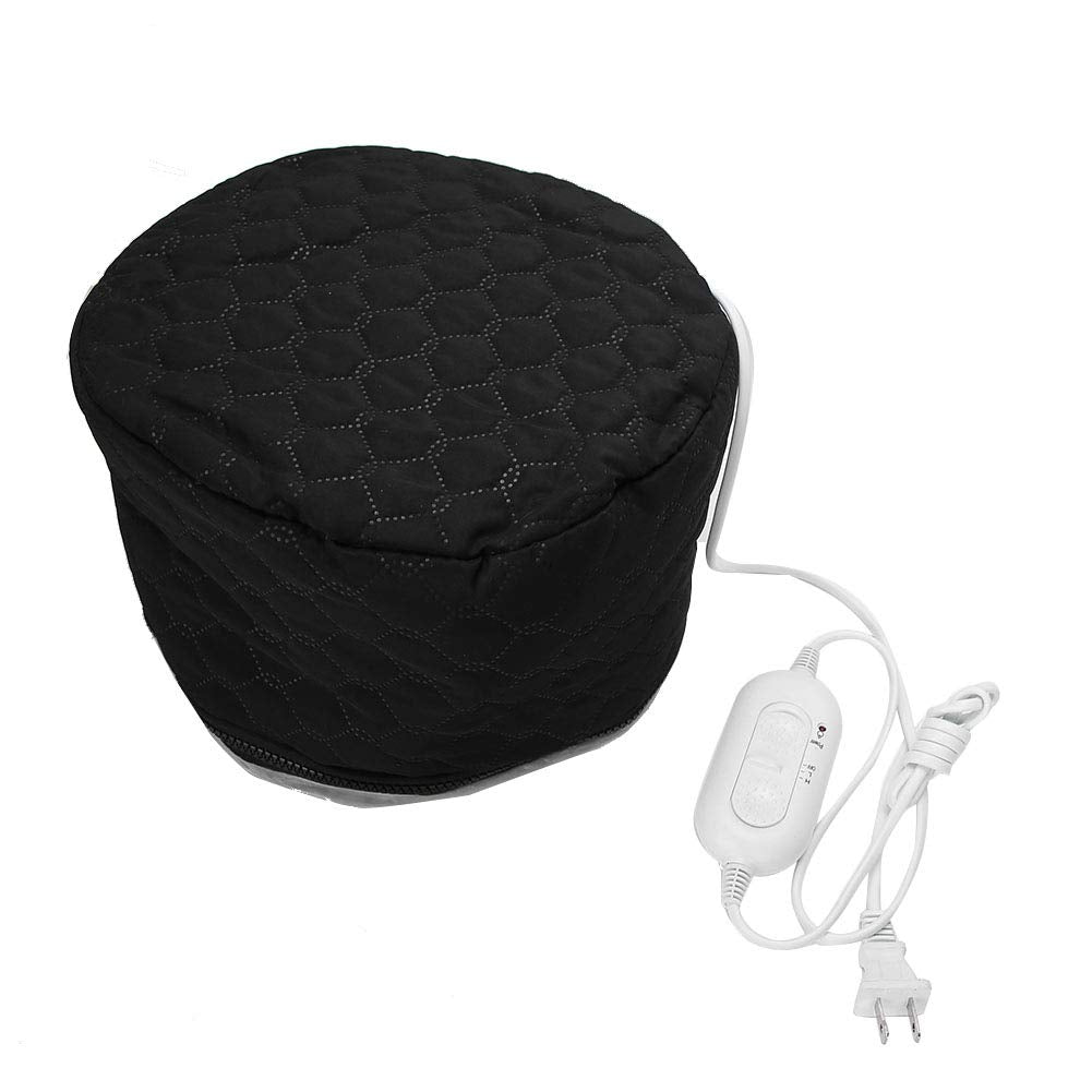 Electric Hair Steamer Cap for Deep Conditioning, Adjustable Temperature Thermal Hair Treatment Cap for Hair Spa, Moisturizing Hair Care & Home Salon Use Black