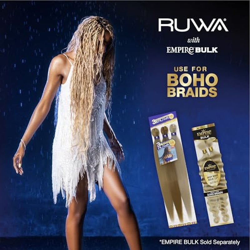 Sensationnel Ruwa prestretched braiding hair - 3x 54 inch water repellent kanekalon fast dry synthetic sports itch free (1 pack, 4 MEDBROWN)