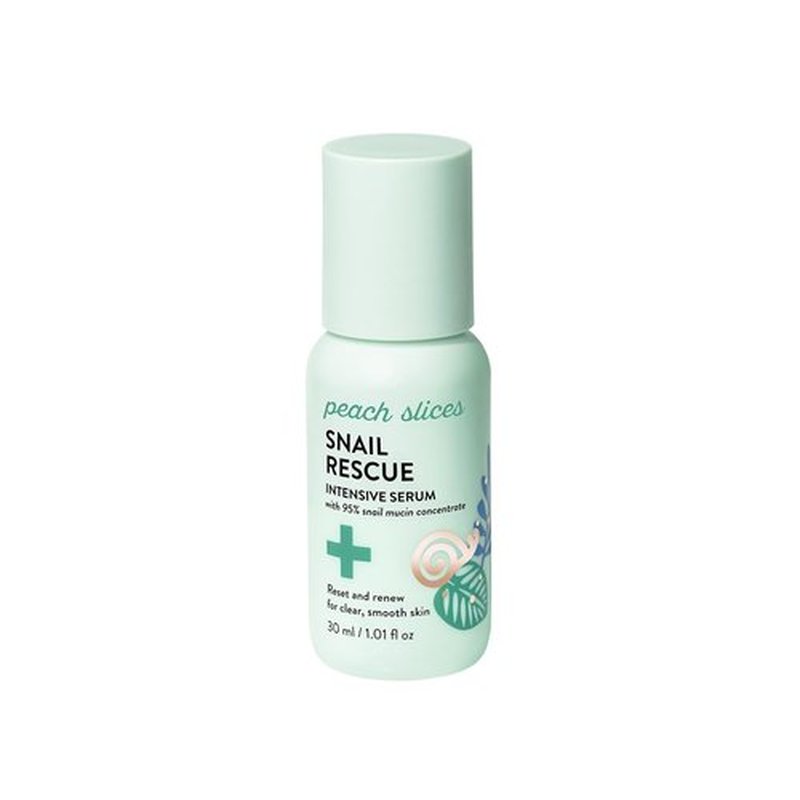 Peach Slices - Snail Rescue Intensive Serum (1.01 oz) - 95% Snail Mucin Concentrate - Reset, Renew & Smooth - Birch Juice, Hyaluronic Acid & Cica - Vegan & Cruelty Free - Korean Skin Care & Beauty