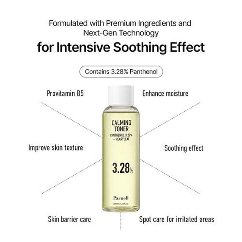 Parnell Panthenol 3.28% Heartleaf Calming Toner (6.76 Fl Oz / 200ml) | Korean Hydrating Toner with B5, Heartleaf & Centella | Ceramide & Hyaluronic Acid for Soothing Redness