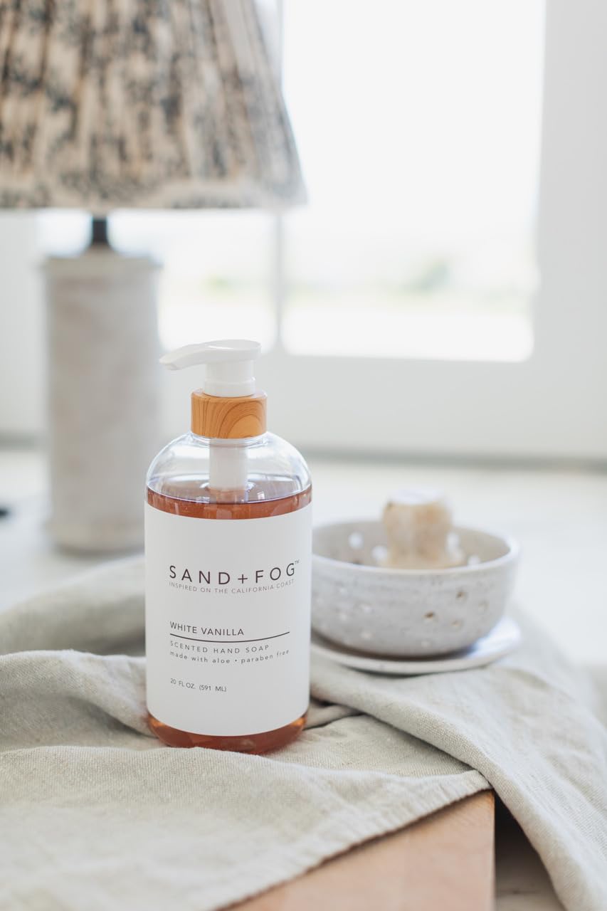 Sand + Fog White Vanilla - Scented Liquid Hand Soap - Moisturizing Hand Soap - Made with Aloe - Paraben Free- 20 oz