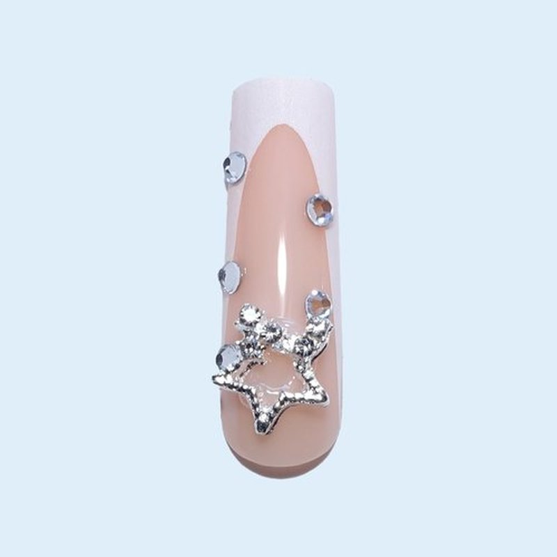 KIRAKIRA Pink Coffin Press On Nails with Chocolate Decorative Design and Flash Diamond Long Fake Nails Full Cover Stick On Nails for Women and Girls 24Pcs (baby pink, medium)