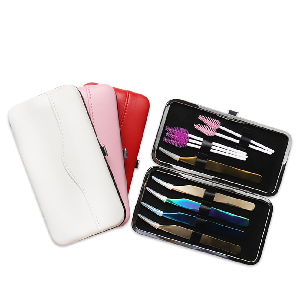 GSHLLO PU Leather Tweezer Storage Bag - Eyelash Extension Tweezer Case - Pink