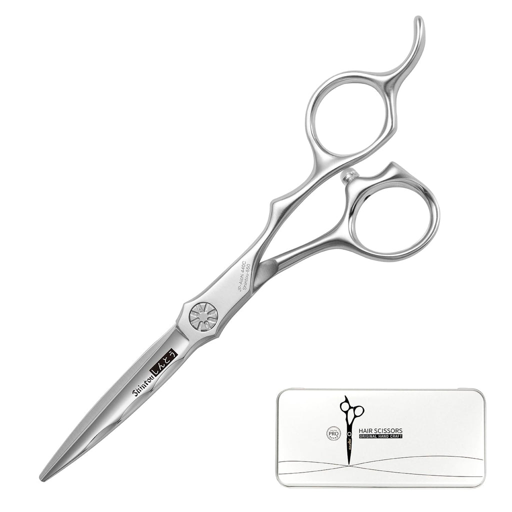 Wet and Dry Cut Professional Hair Cutting Scissors Barber Shears Japanese Aichi SUS440C Stainless Steel Salon Haircut (5.5" Precision Cut)