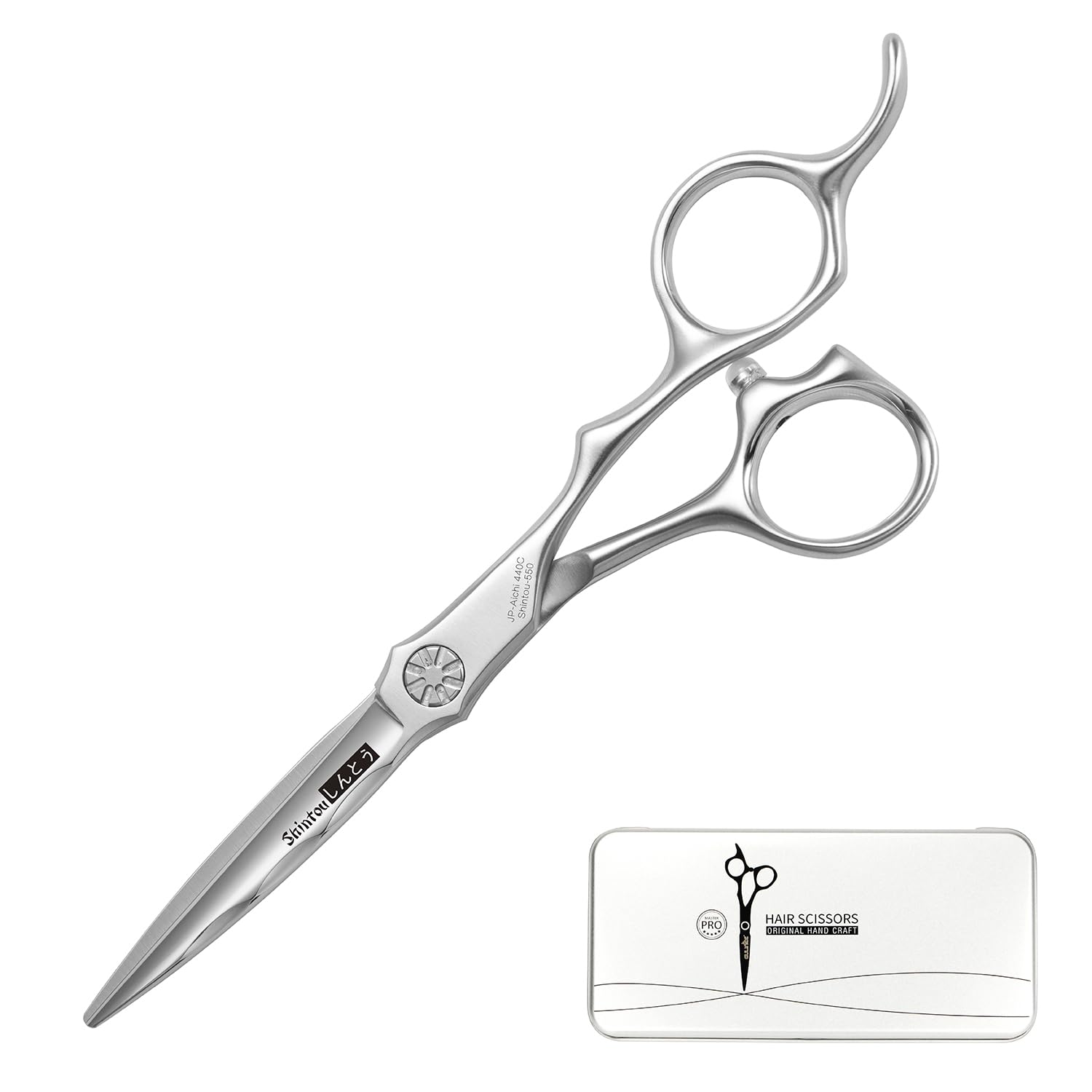 Wet and Dry Cut Professional Hair Cutting Scissors Barber Shears Japanese Aichi SUS440C Stainless Steel Salon Haircut (5.5" Precision Cut)