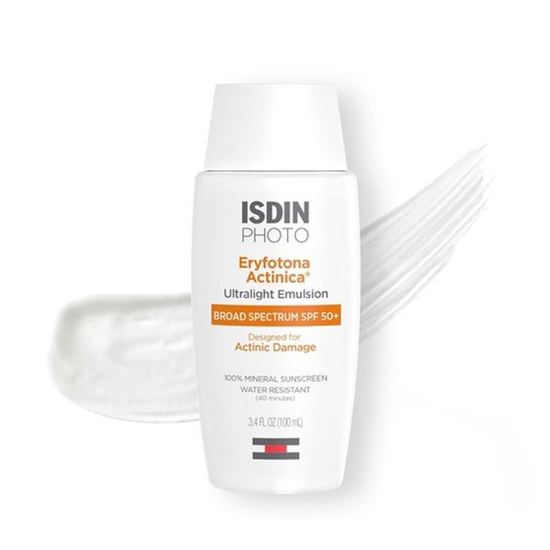 ISDIN Eryfotona Actinica SPF 50+ | Zinc Oxide Mineral Sunscreen for Face | No White Cast, Dermatologist Recommended