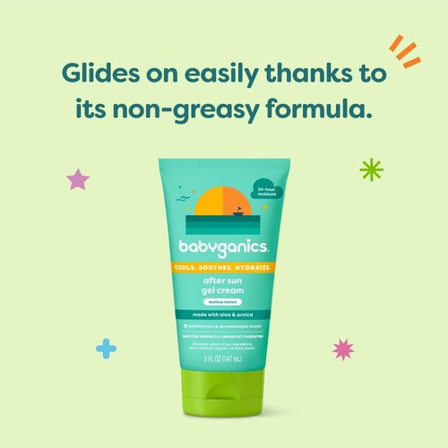 Babyganics After Sun Gel Cream, Mellow Melon, 5oz