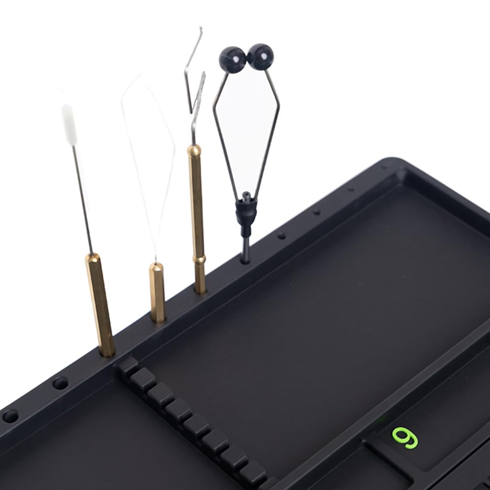 Ussuris Magnetic Silicone Fly Tying Mat, Storage Tools and Hooks,Tying Material and Bead Measuring Guide Fly Fishing Tying Organizer