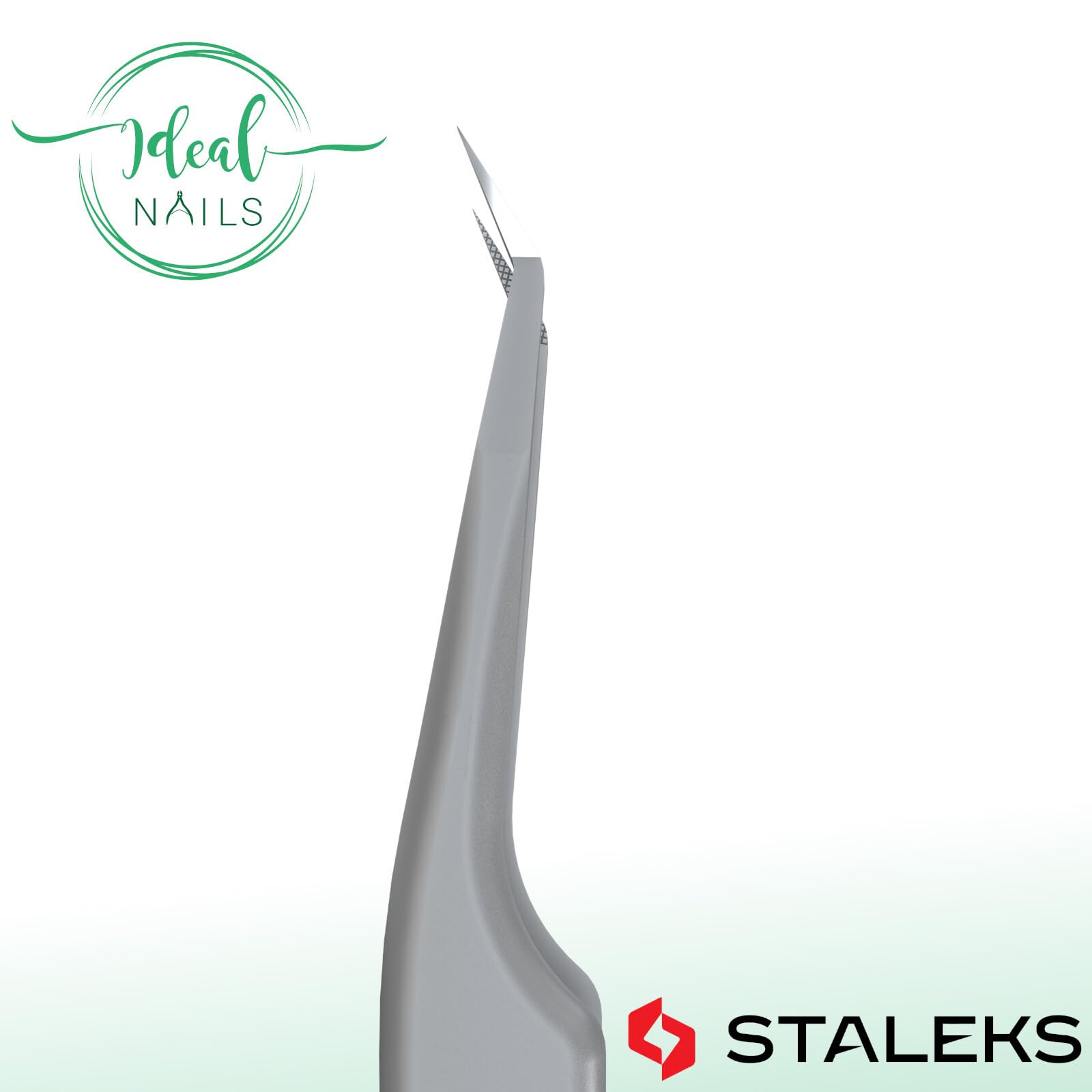 STALEKS PRO Expert 45 Type 8 Professional Eyelash Tweezers (Mini L-Shaped) – Stainless Steel with Nano-Notches for Volume & Mega-Volume Lash Extensions