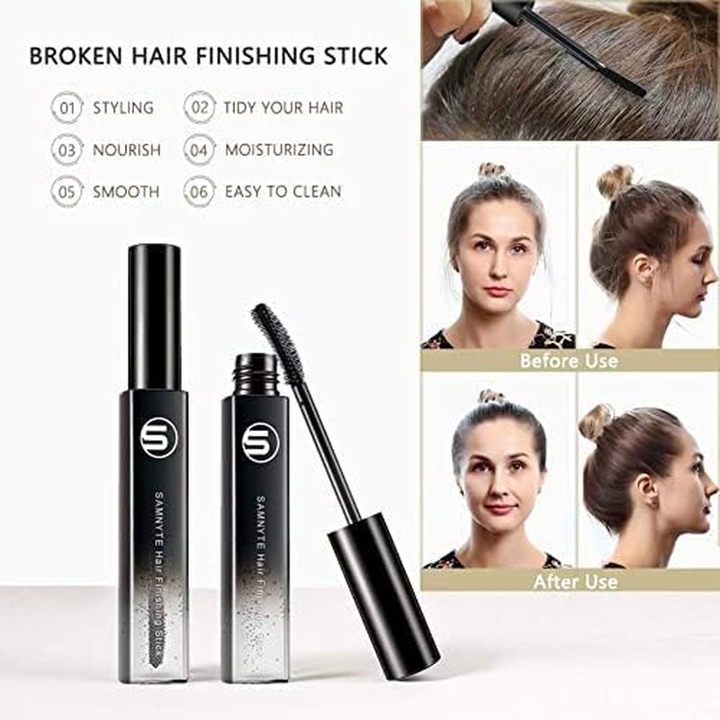 Samnyte Hair Finishing Stick, (3 Pack) Flyaway Tamer for Baby Hair and Women's Hairstyling, with Shiny Mascara for Broken Flyaways