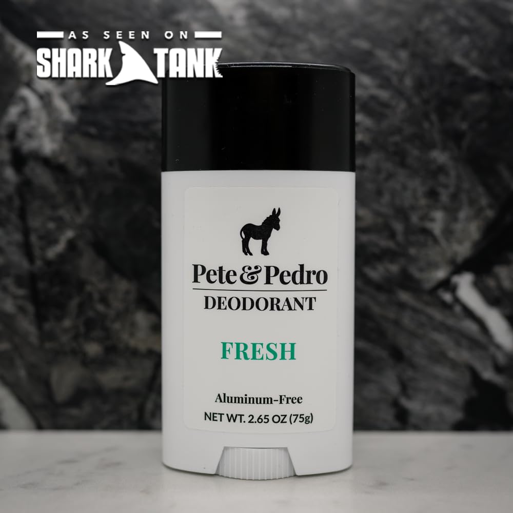 Pete & Pedro FRESH NATURAL DEODORANT | Natural, Aluminum-Free Deodorant - Eucalyptus & Spearmint Scent For Men & Women | Odor-Control, Sweat Protection | Paraben Free, Vegan | Shark Tank 2.65 oz.