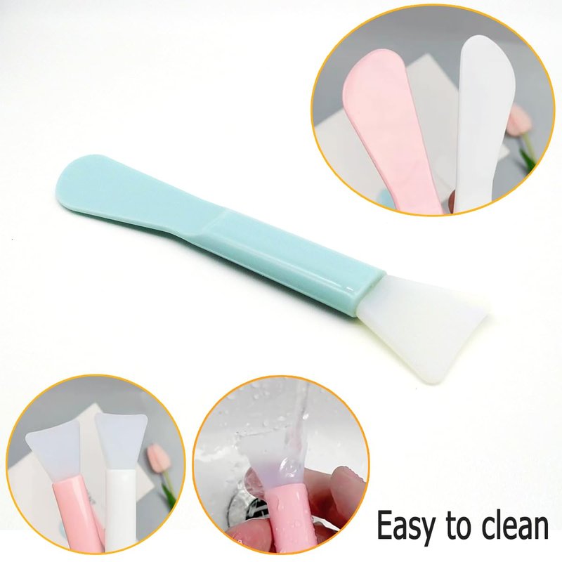 Wopanxye 30pack 2-in-1 Soft Silicone Brush, Cosmetic Spatula for Face Mask Cream Stick Plastic Tip Spoon Disposable Beauty Makeup Tool for Mixing, Sampling, Waxing, DIY Facial Mask Skincare, Reusable