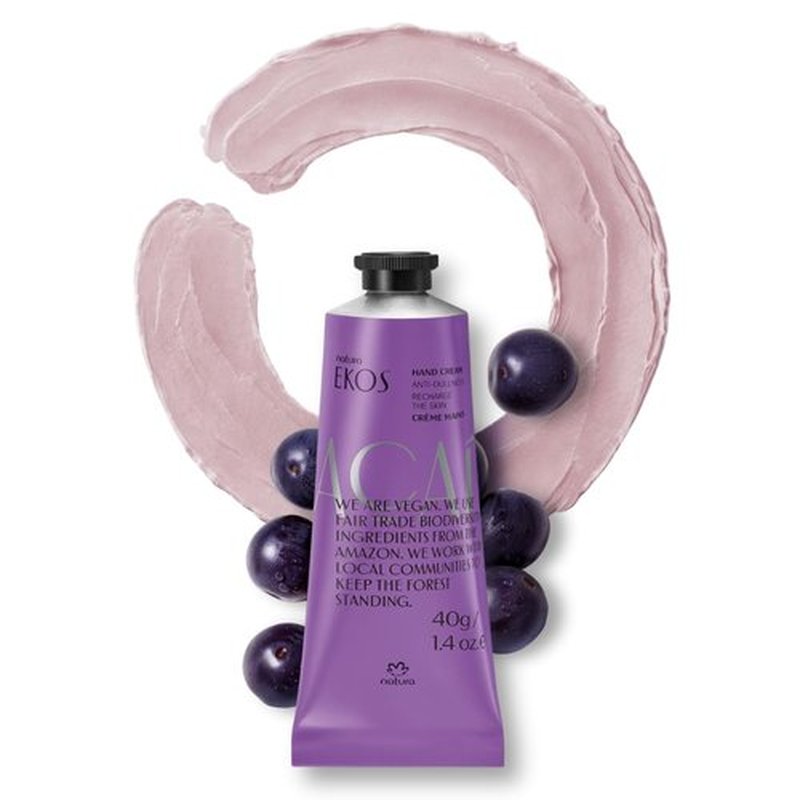 Natura Ekos Açaí Hand Cream - Fast Absorbing Anti-Dullness Balm - Vegan Skin Moisturizer - 1.41oz (40g)