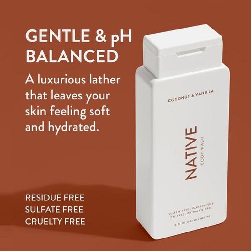 Native Body Wash - Naturally Derived Ingredients for Soft, Hydrated Skin | 18 oz | Coconut & Vanilla, Lavender Rose, Cucumber Mint (Pack of 3)