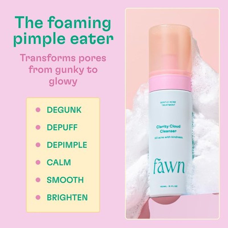 Fawn Clarity Cloud Cleanser - Glycolic Acid & Tea Tree Oil Facial Cleanser for Teen Skin | 5 Fl Oz