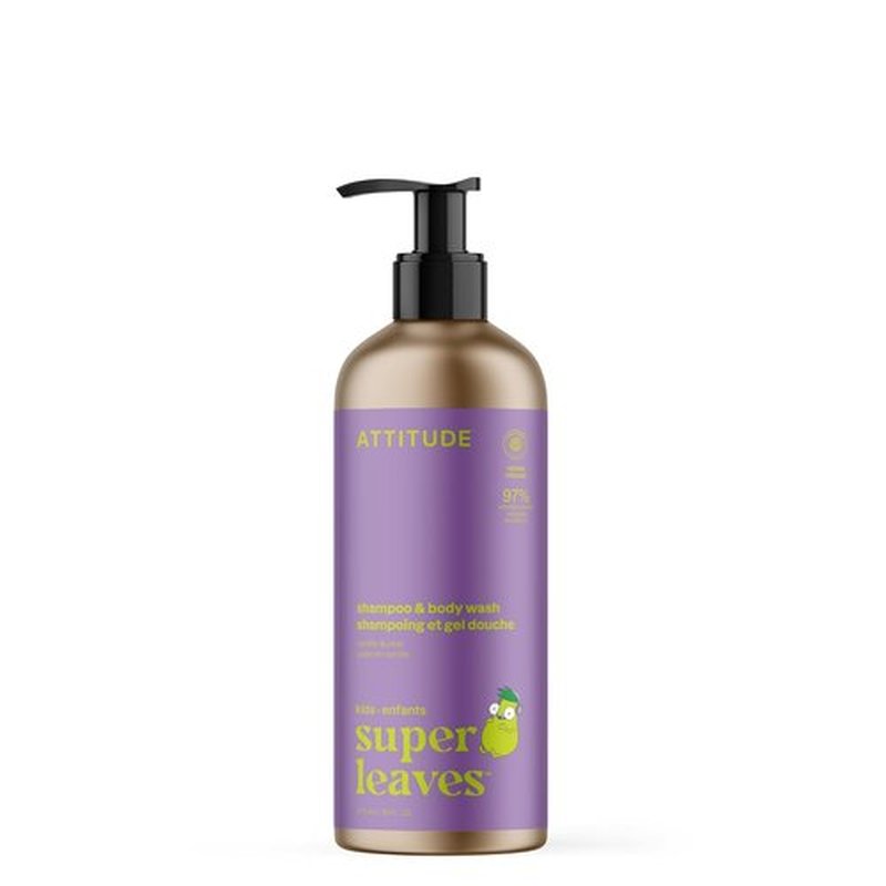 ATTITUDE Kids Shampoo & Body Wash - EWG Verified, Vegan, Plant-Based, Vanilla & Pear, 16 Fl Oz