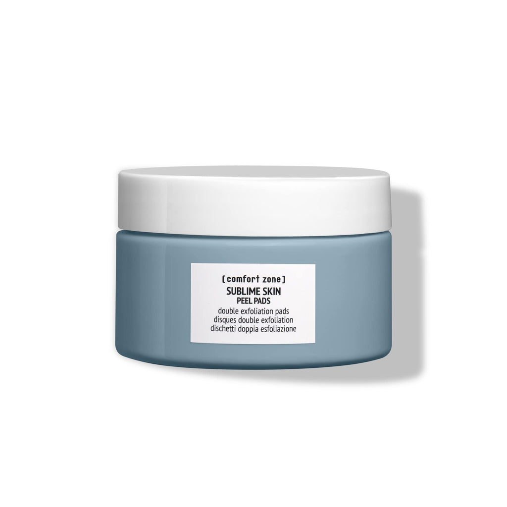 [ comfort zone ] Sublime Skin Peel Pads, Exfoliating Face Wipes, Brightens, Smooths Texture, Double Action, Fragrance Free, Clean Beauty, Glycolic, Lactic, Citric Acids, 28 Count