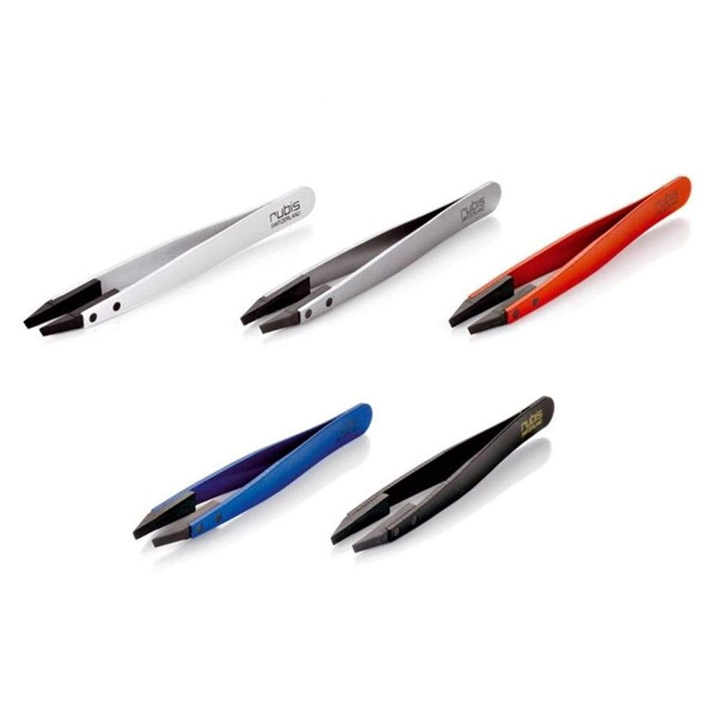 Rubis Classic Techno Stainless Steel Tweezers for Precise Eyebrows and Hair Removal Slanted Polymer Tips, 1KS105, White,Rubis Switzerland Swiss Made World Renowned Precision
