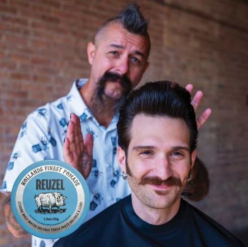Reuzel Blue Pomade - Strong Hold Water Soluble Styling Cream | High Shine, Flake-Free, Easy Wash Out