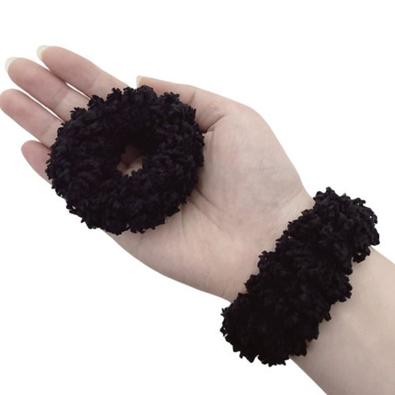 Grutyopkn 8pcs Plush Scrunchie Hair ties Large Scrunchie fluffy tied Hair Rope Cute Elastic Hair Bands Scrubchy Hair Accessories for Women and Girls (Black)