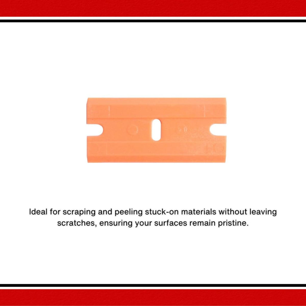 American Line Double Edged Orange Plastic Blades - 100-Pack - Made with Durable Corrosion Resistant Plastic for Stubborn Sensitive Surfaces - .875" x 6.75" x 1.75" - 66-0707