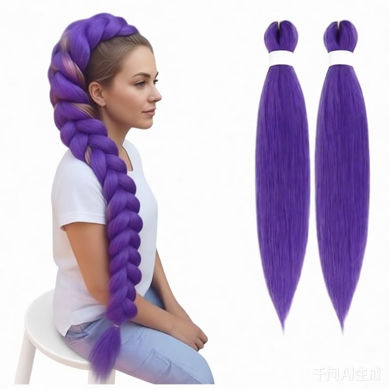 Xcrayto Long Purple Braiding Hair Pre Stretched 26Inch Synthetic DIY Braiding Hair Extensions For Braids 2 packs Purple Rumi Hair Extensions For Stage Party Halloween Costume Cosplay