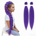 Xcrayto Long Purple Braiding Hair Pre Stretched 26Inch Synthetic DIY Braiding Hair Extensions For Braids 2 packs Purple Rumi Hair Extensions For Stage Party Halloween Costume Cosplay