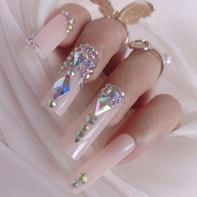 ZYBUXY luxury coffin fake nails,24pcs Nude press on nails Full Cover Acrylic Nails for Women and Girls False Nails