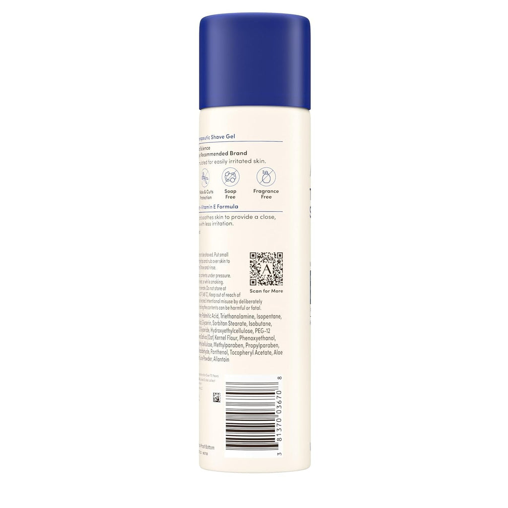 Aveeno Therapeutic Shave Gel with Oat and Vitamin E to Help Prevent Razor Bumps and Soothe Dry and Sensitive Skin, No Added Fragrances and Non-Comedogenic, 7 oz (Pack of 6)