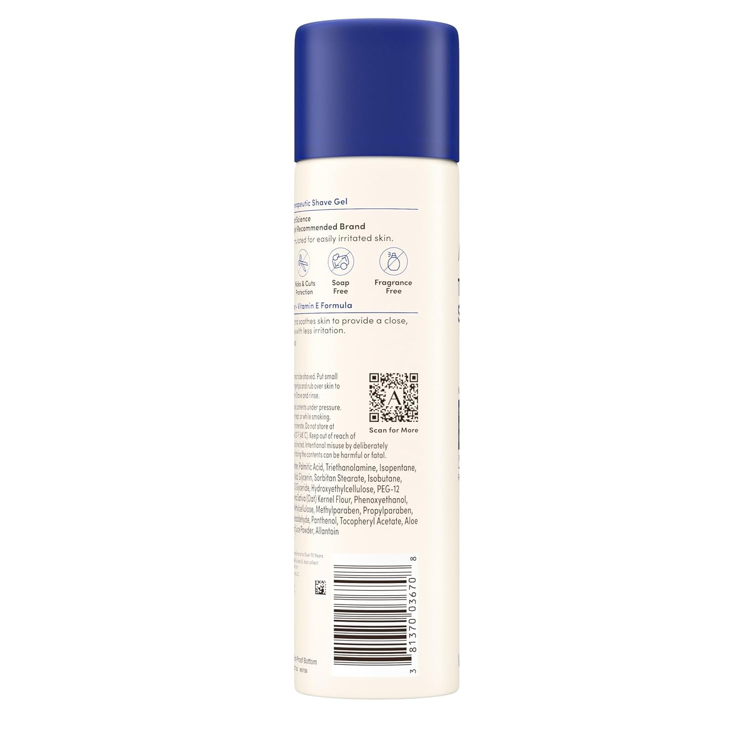 Aveeno Therapeutic Shave Gel with Oat and Vitamin E to Help Prevent Razor Bumps and Soothe Dry and Sensitive Skin, No Added Fragrances and Non-Comedogenic, 7 oz (Pack of 6)