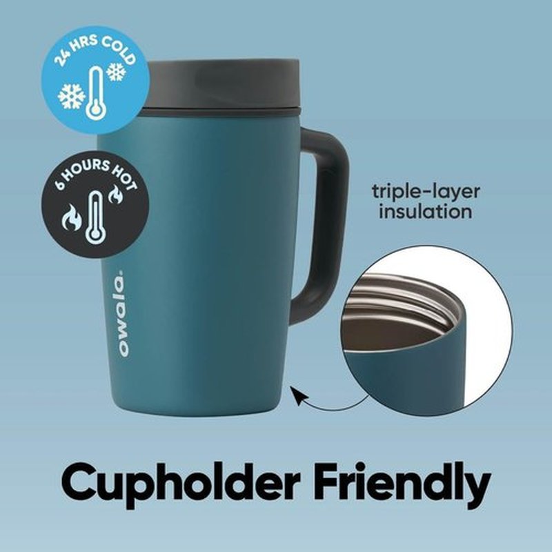 Owala SmoothSip Slider Travel Mug - 12oz Stainless Steel, Insulated, Leak Proof, Hot & Cold Drinks